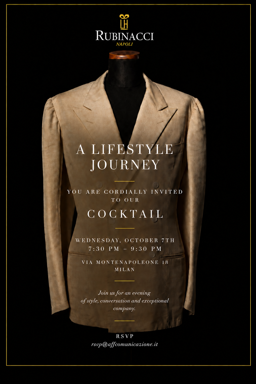 Rubinacci presenta Lifestyle Journey: evento cocktail a Milano per la nuova collezione donna e uomo
