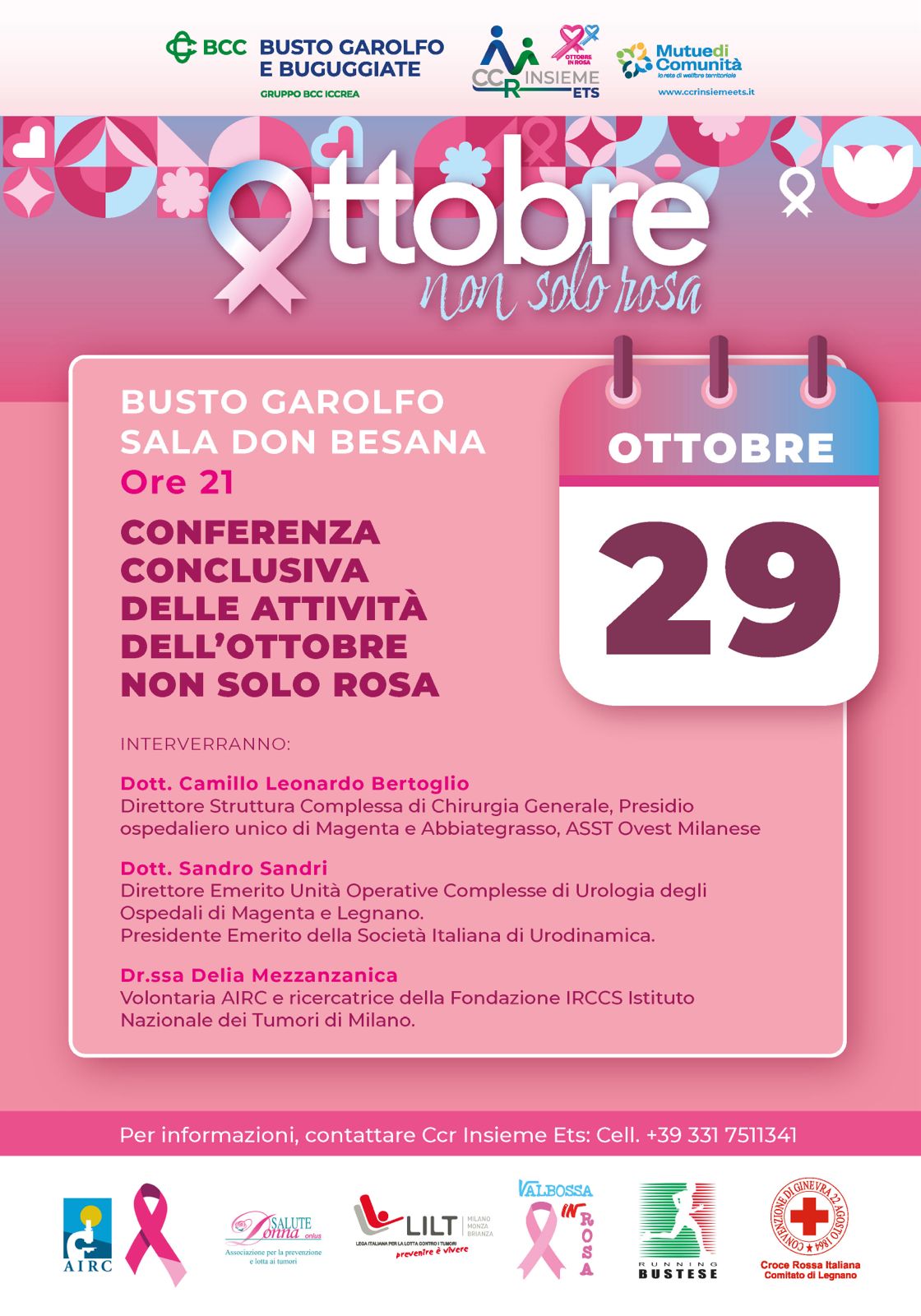 A Busto Garolfo una conferenza sulla prevenzione oncologica il 29 ottobre — Foto: ufficio stampa Ufficio stampa Bcc di Busto Garolfo e Buguggiate
